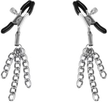 Затискачі для сосків з пензликами Feral Feelings - Nipple clamps Tassels, срібло / чорний