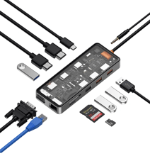 WIWU Adapter Cyber 12in1 USB-C to 2xUSB3.0+2xUSB2.0+USB-C+SD+MicroSD+VGA+2xHDMI+RJ45+3.5mm Space Gray