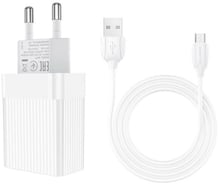 Borofone Wall Charger BA47A Mighty QC3.0 18W White with microUSB Cable (BA47AMW)