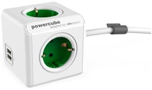 Allocacoc Powercube Extended на 4 розетки + 2 USB зеленый (1402GN/DEEUPC)