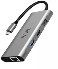 WIWU Adapter Alpha A11312H USB-C to 3xUSB + SD + 2xHDMI + VGA + RJ45 + 3.5mm Space Grey