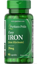 Puritan's Pride Easy Iron 28 mg (Iron Glycinate) 90 caps Легкое железо 28 мг (глицинат железа)