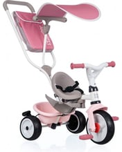 Детский велосипед Smoby трехколесный с козырьком, розово-серый (741401)