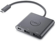 Dell Adapter USB-C to 2хUSB + USB-C with Power Deliver Black (470-AEGX)