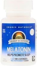 Source Naturals Melatonin,  Peppermint Flavor, 1,0 mg, 100 Lozenges