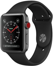 Apple Watch Series 3 38mm GPS+LTE Space Gray Aluminum Case with Black Sport Band (MQJP2, MTGH2)
