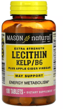 Mason Natural Extra Strength Lecithin Kelp/B6 Plus Apple Cider Vinegar Лецитин с Морскими водорослями Витамином В6 и яблочным уксусом 100 таблеток
