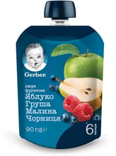 Пюре Gerber яблоко, груша, малина и черника 90 г (1227023)