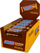 Упаковка батончиков Snickers Creamy с арахисовой пастой 24х36.5 г (УП5900951283956)