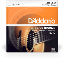 Струны D'ADDARIO EJ10 80/20 BRONZE EXTRA LIGHT (10-47)