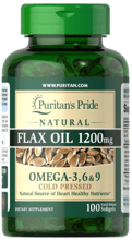 Puritan's Pride Flax Oil Льняное масло 1200 мг 100 гелевых капсул