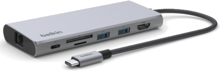 Belkin Adapter 7 in 1 USB-C to RJ45+HDMI+VGA+2хUSB+USB-C+SD+TF Silver (INC009BTSGY)