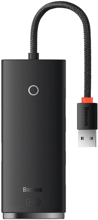 Baseus Adapter Lite Series USB to 4хUSB3.0+USB-C Black (WKQX030001)