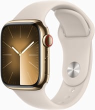 Apple Watch Series 9 41mm GPS+LTE Gold Stainless Steel Case with Starlight Sport Band