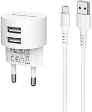 Borofone Wall Charger 2xUSB BA23A Brilliant 2.4A White with microUSB Cable (BA23AMW)