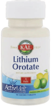 KAL Lithium Orotate 5 mg Оротат літію зі смаком лимона та лайма 90 таблеток