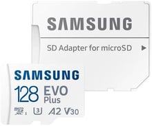 Samsung 128GB microSDXC Class 10 UHS-I U3 V30 A2 Evo Plus + adapter (MB-MC128KA/EU)