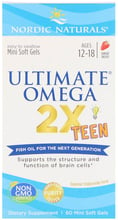 Nordic Naturals Ultimate Omega 2X Teen, Strawberry, 60 Mini Soft Gels (NOR-06110)