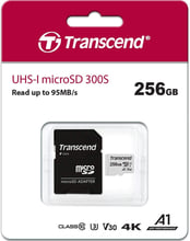 Transcend 256GB microSDXC Class 10 UHS-I U3 V30 A1 + adapter (TS256GUSD300S-A)