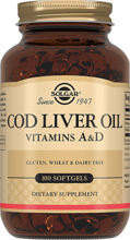 Solgar Cod Liver Oil Vitamin A & D 100 Softgels Витамины А и D3 из печени трески