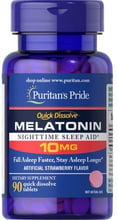 Puritan's Pride Quick Dissolve Melatonin 10 mg Strawberry Flavor Мелатонин быстрого растворения со вкусом клубники 90 таблеток