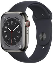 Apple Watch Series 8 45mm GPS+LTE Graphite Stainless Steel Case with Midnight Sport Band (MNKU3)