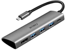 WIWU Adapter Alpha 531H USB-C to HDMI+3xUSB3.0+USB-C Grey