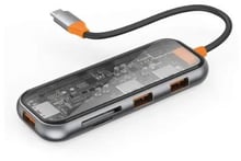 WIWU Adapter Cyber 5in1 USB-C to 3xUSB3.0+SD/MicroSD Space Gray