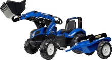 Детский трактор на педалях с прицепом и передним ковшом Falk синий (3090M)