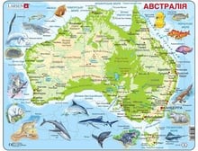 Пазл рамка-вкладыш LARSEN Карта Австралии с животными (на украинском языке), серия МАКСИ A31-UA