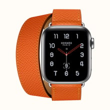 Apple Watch Series 4 Hermes 40mm GPS+LTE Stainless Steel Case with Feu Epsom Leather Double Tour (H077069CJ9J)