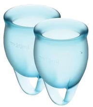 Набор менструальных чаш Satisfyer Feel Confident (light blue), 15мл и 20мл, мешочек для хранения