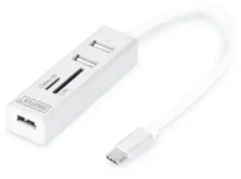 Digitus Adapter USB-C to 3xUSB+SD+TF Silver (DA-70243)