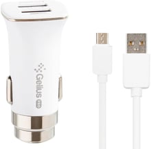 Gelius USB Car Charger 2xUSB Pro Apollo 3.1A with microUSB Cable White (GP-CC01)