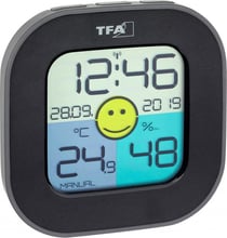Термогигрометр цифровой TFA "Fun", чёрный, цветной дисплей, 88x19x88мм