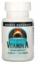 Source Naturals Vitamine А 10000 IU 250 tab / 250 servings