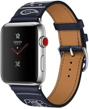 Apple Watch Series 3 Hermes 42mm GPS+LTE Stainless Steel Case with Marine Gala Leather Single Tour Eperon d’Or (MQX62)