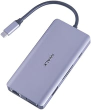 iWALK Adapter USB-C to USB-C+3xUSB+HDMI+RJ45+VGA+SD Gray (ADH007)