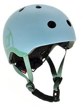 Шлем защитный детский Scoot&Ride серо-синий, с фонариком, 45-51см (XXS/XS)