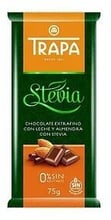 Шоколад без сахара Stevia Trapa молочный с миндалем 75г