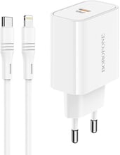 Borofone USB-C Wall Charger BA57A Easy 20W White with Lightning Cable (BA57ACLW)