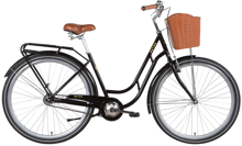 Велосипед ST 28" Dorozhnik RETRO планет. рама с багажником задн St с корзиной Pl с крылом St 2024 (чорний) (OPS-D-28-385)