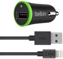 Belkin USB Car Charger BoostUp 2.4A with Lightning Cable Black (F8J121bt04-BLK)