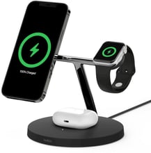 Belkin Wireless Charger Base Station MagSafe Black (WIZ009VFBK) for iPhone 15 I 14 I 13 I 12 series and Apple Watch