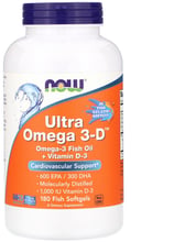 Now Foods Ultra Omega 3-D, 180 Fish Softgels (NOW-01664)