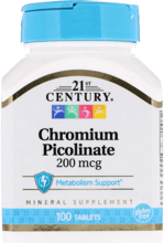 21st Century Health Care, Chromium Picolinate, 200 mcg, 100 Tablets (CEN-21368)