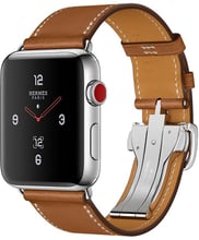 Apple Watch Series 3 Hermes 42mm GPS+LTE Stainless Steel Case with Fauve Barenia Leather Single Tour Deployment Buckle (MQLR2)