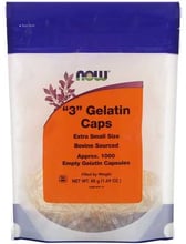 Now Foods Gelatin Empty Capsules '3' Size Extra Small Size Желатиновые капсулы "3" супермалый размер 1000 пустых желатиновых капсул