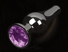 Пікантні Штучки, Маленька графітова анальна пробка з кристалом - 8.5x3 см, фіолетовий
