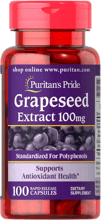 Puritan's Pride Grapeseed Extract 100 mg Экстракт виноградной косточки 100 капсул